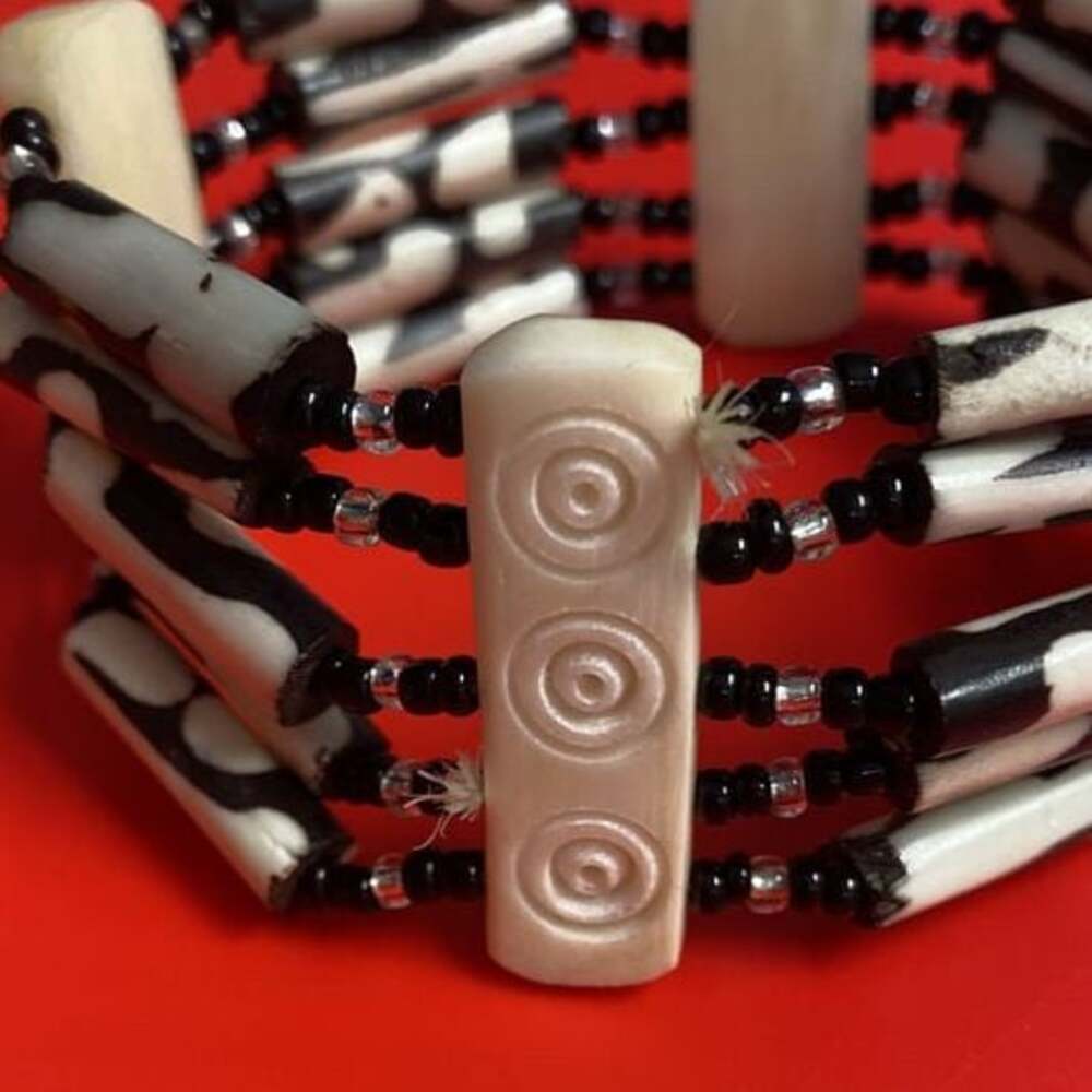 Vintage Tribal Batik Bone Bracelet